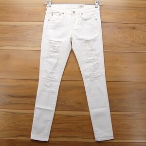 AG Adriano Goldschmied Jeans Womens 26R‎ White Distressed Skinny Made USA